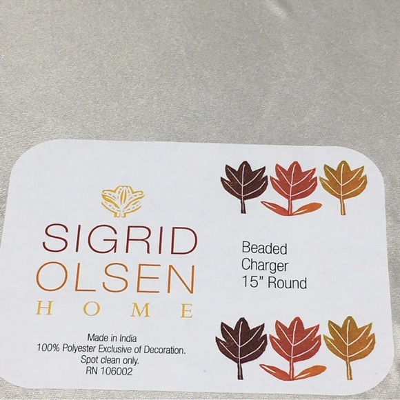 x2 NWT Sigrid Olsen Home Fall Leaves Autumn Beaded Charger Placemat Round 15" - Picture 2 of 2